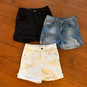 Grace & Lace Women's Jean Shorts - Black, Blue, and White Bundle
